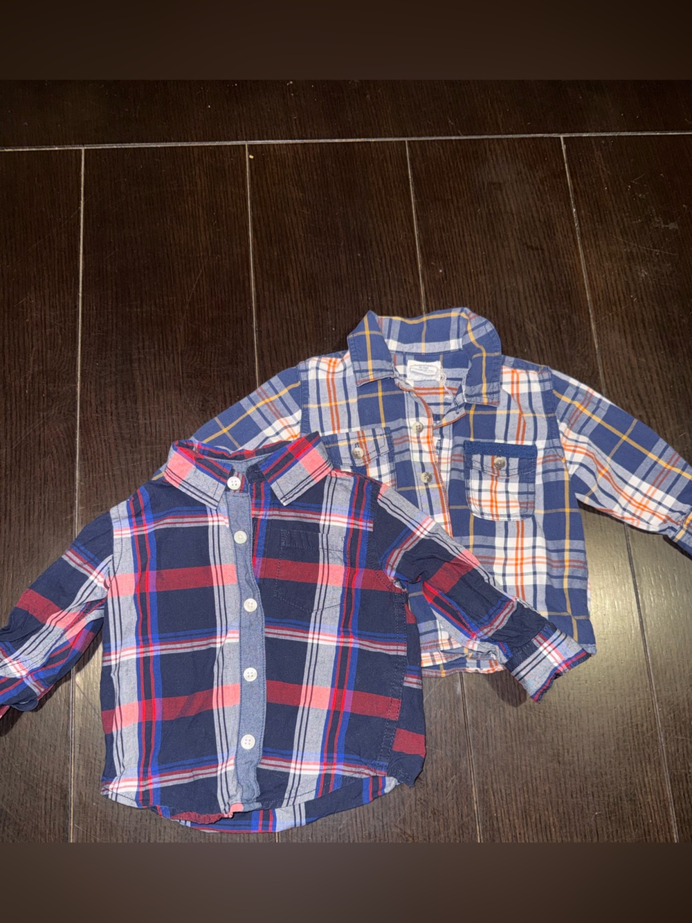 GAP Boys Red & Navy Plaid Button-Down Shirt Set